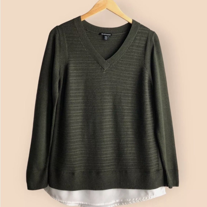 Firm Price Nwot Hilary Radley 2-Fer Sweater Shirt Forest Green Medium